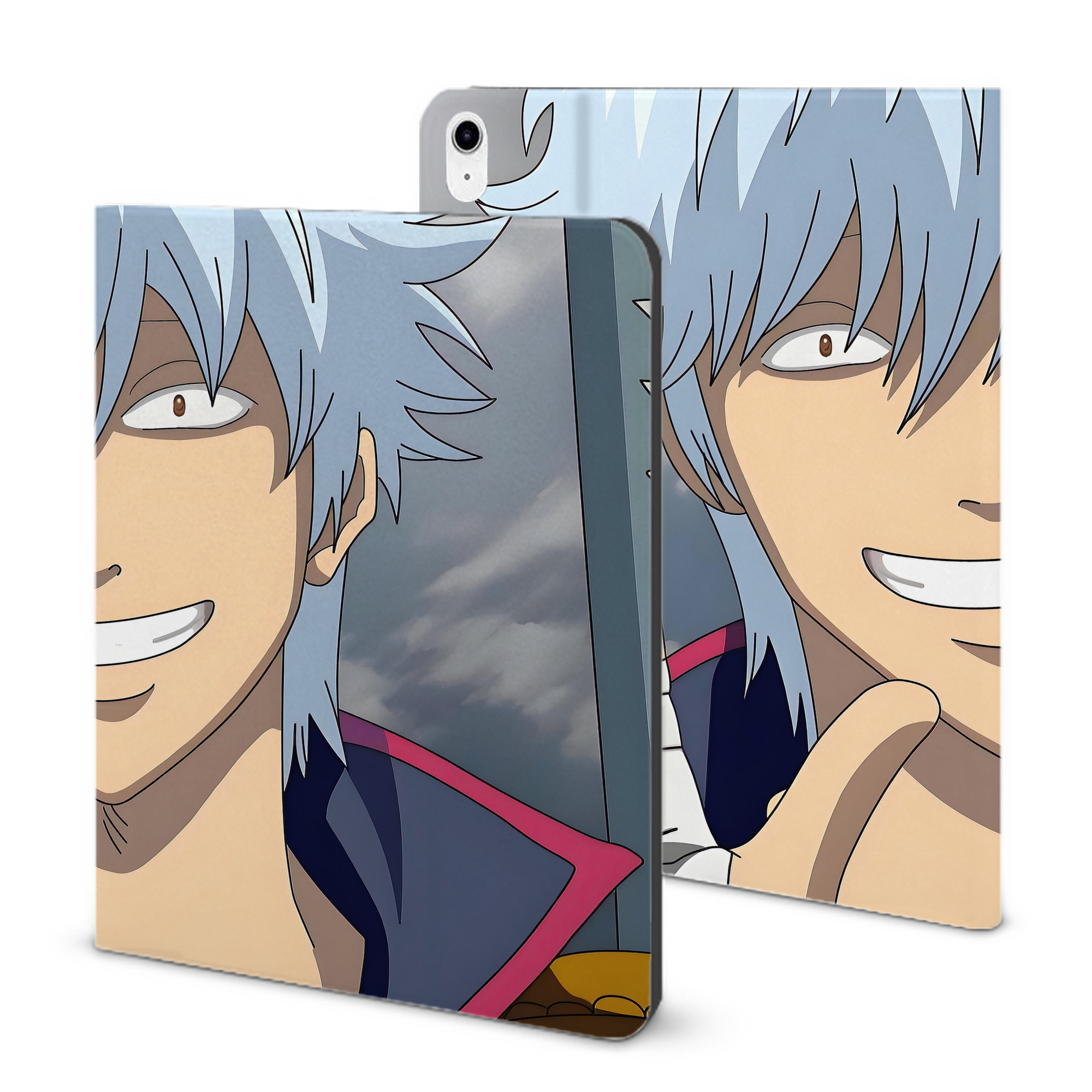 （画像用） ぎんたま 坂田銀時（さかたぎんとき） 神楽 志村新八（しむら しんぱち） GINTAMA Sakata Gintoki Kagura Shimura Shinpachi IPad ケース ブック型 PUレザー TPU 耐衝撃 軽量 薄型 ペン収納なし 全面保護 IPad 各モデル対応